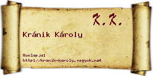 Kránik Károly névjegykártya