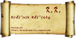 Kránik Károly névjegykártya