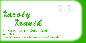 karoly kranik business card