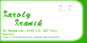 karoly kranik business card